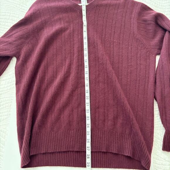 Geoffrey Beene Mens Burgundy Large Cashmere Sweater V Neck Pullover Winter - Picture 9 of 9